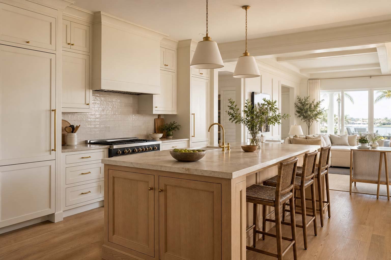Warm custom kitchen with oak island