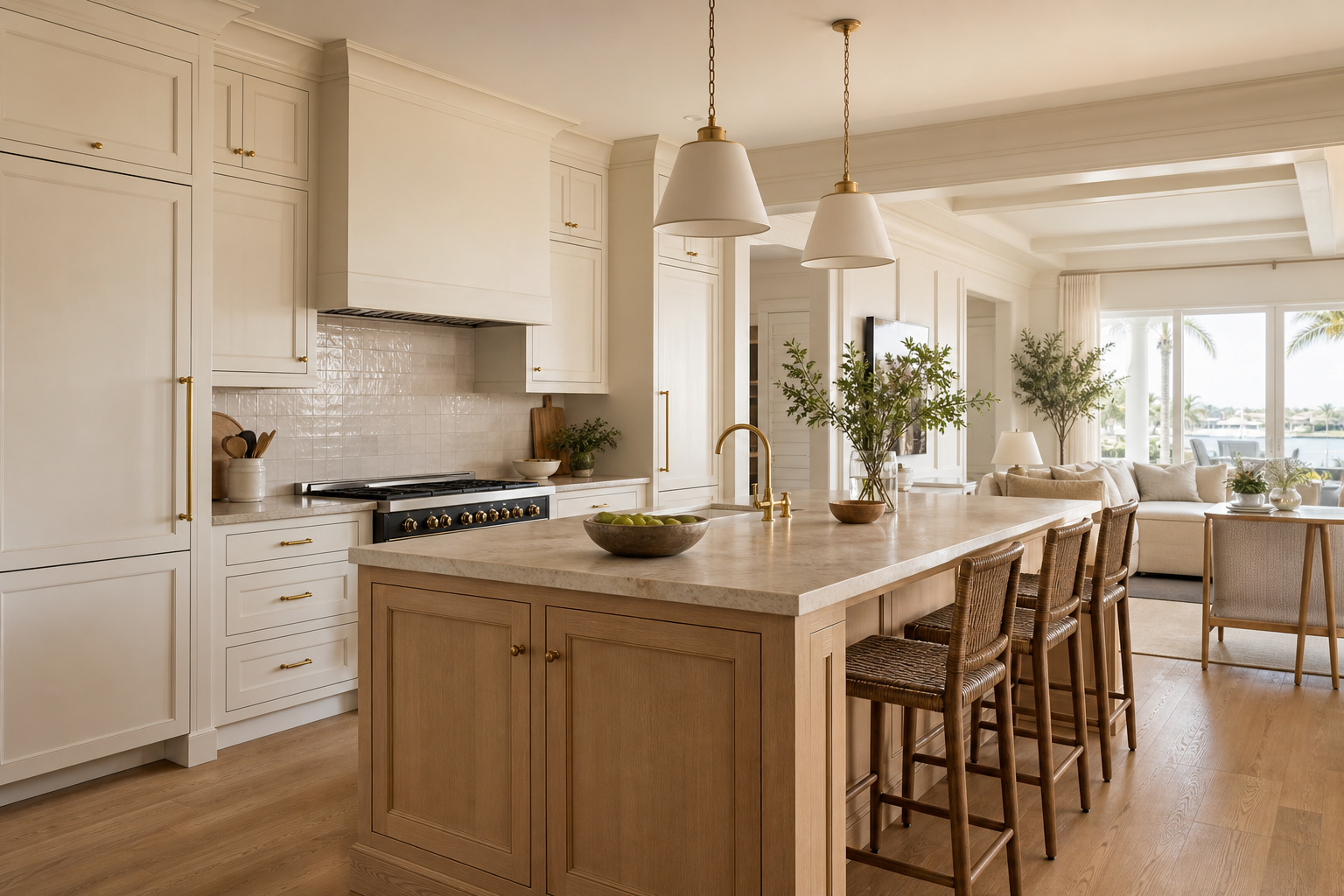 Warm custom kitchen with oak island